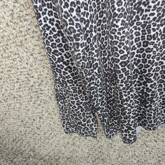 J Jill Top Womens Large Gray Animal Print Knit Scoop Neck Pullover Cotton Blend - Picture 3 of 7